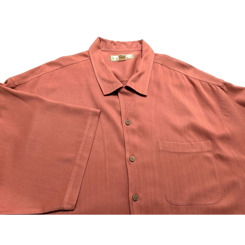 Tommy Bahama Men’s Sz XL Silk Shirt Rust Brown Short Sleeve Button Front